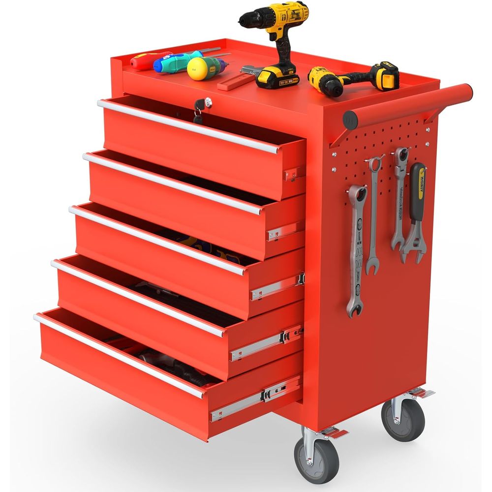 Workshop Tools Needed - Red High-Capacity Mobile Tool Chest with