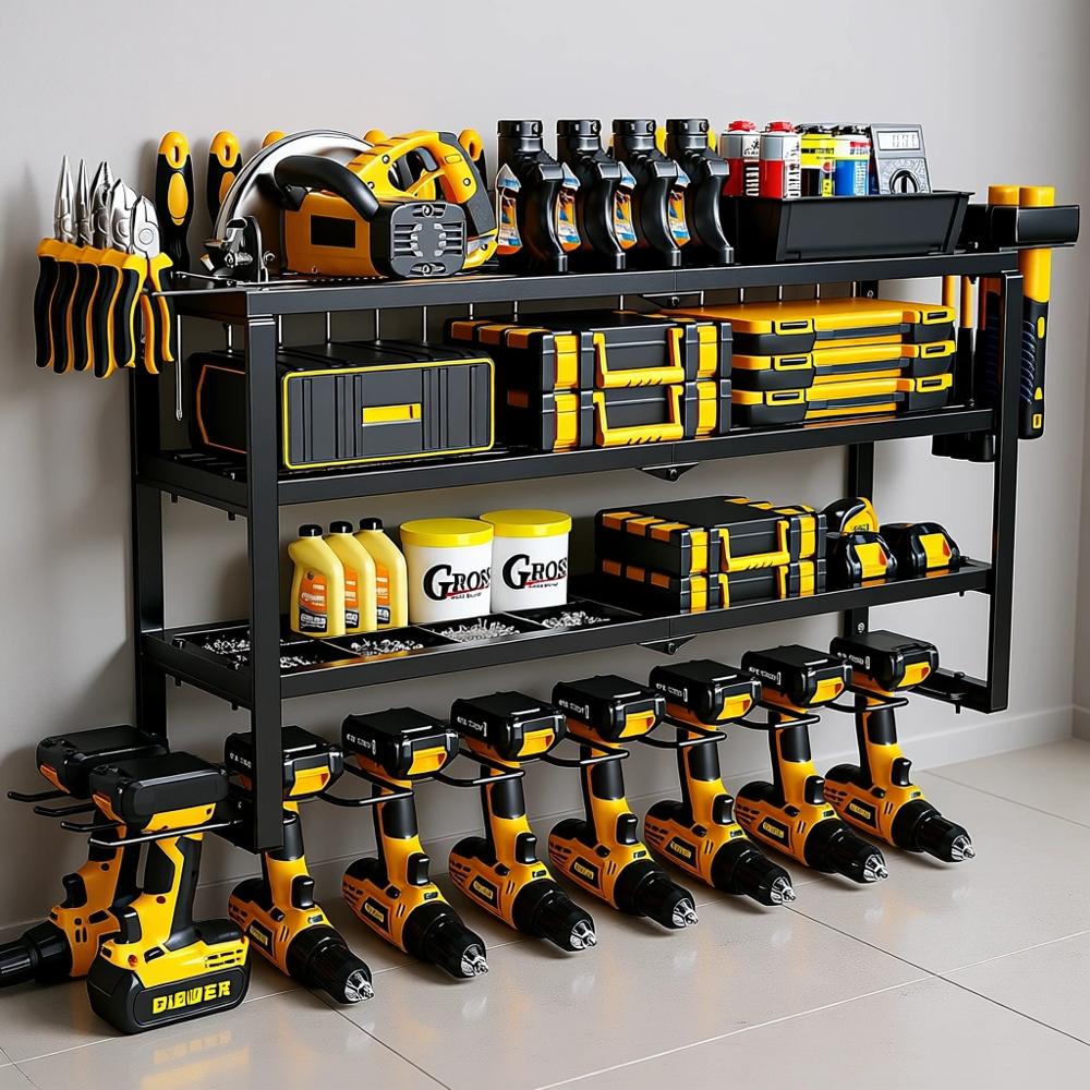 Tools For Garage Workshop - 4-Layer Heavy-Duty Metal Wall Mount Tool