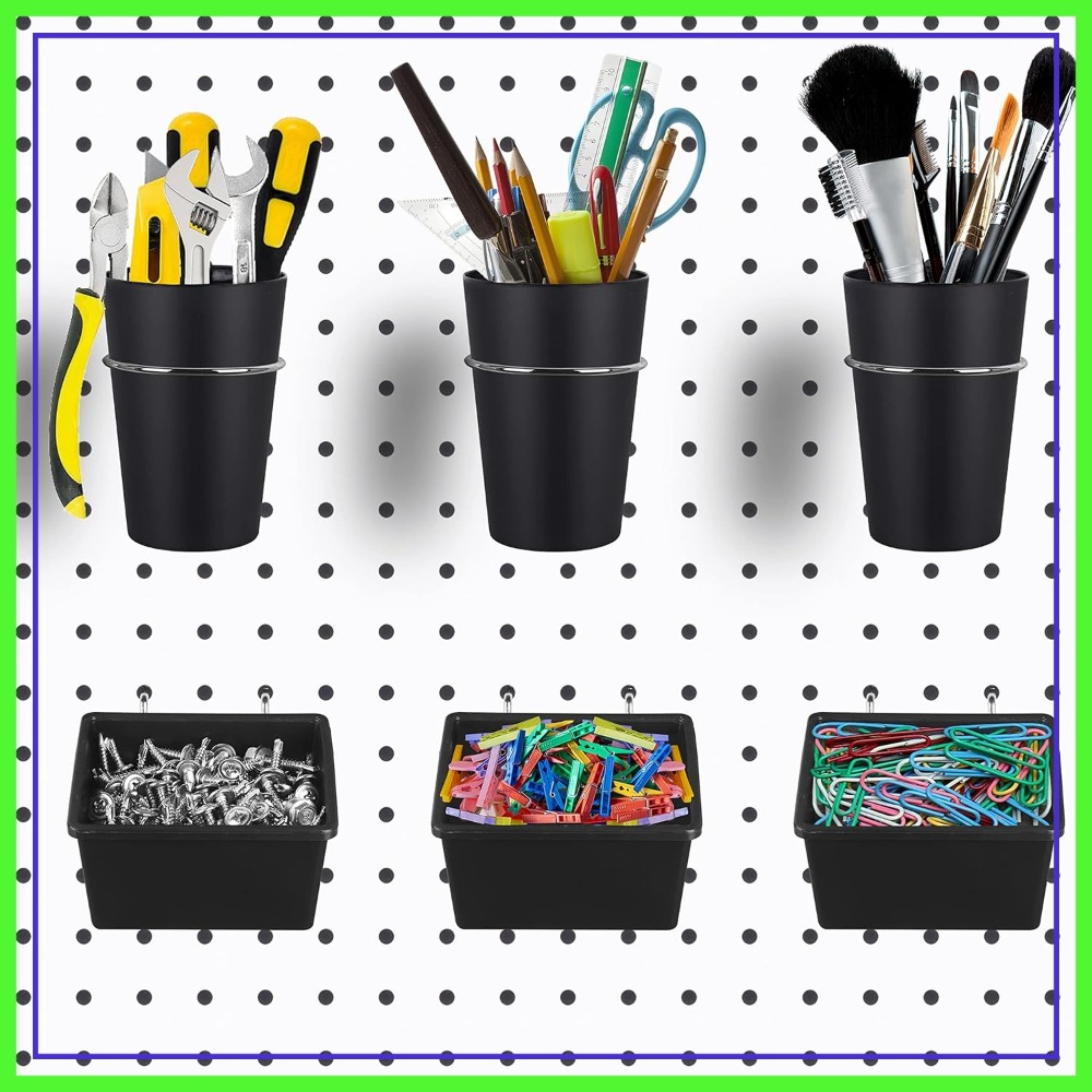 6 Sets Pegboard Bins with Hook - Tools For Garage Workshop avaliação e preço