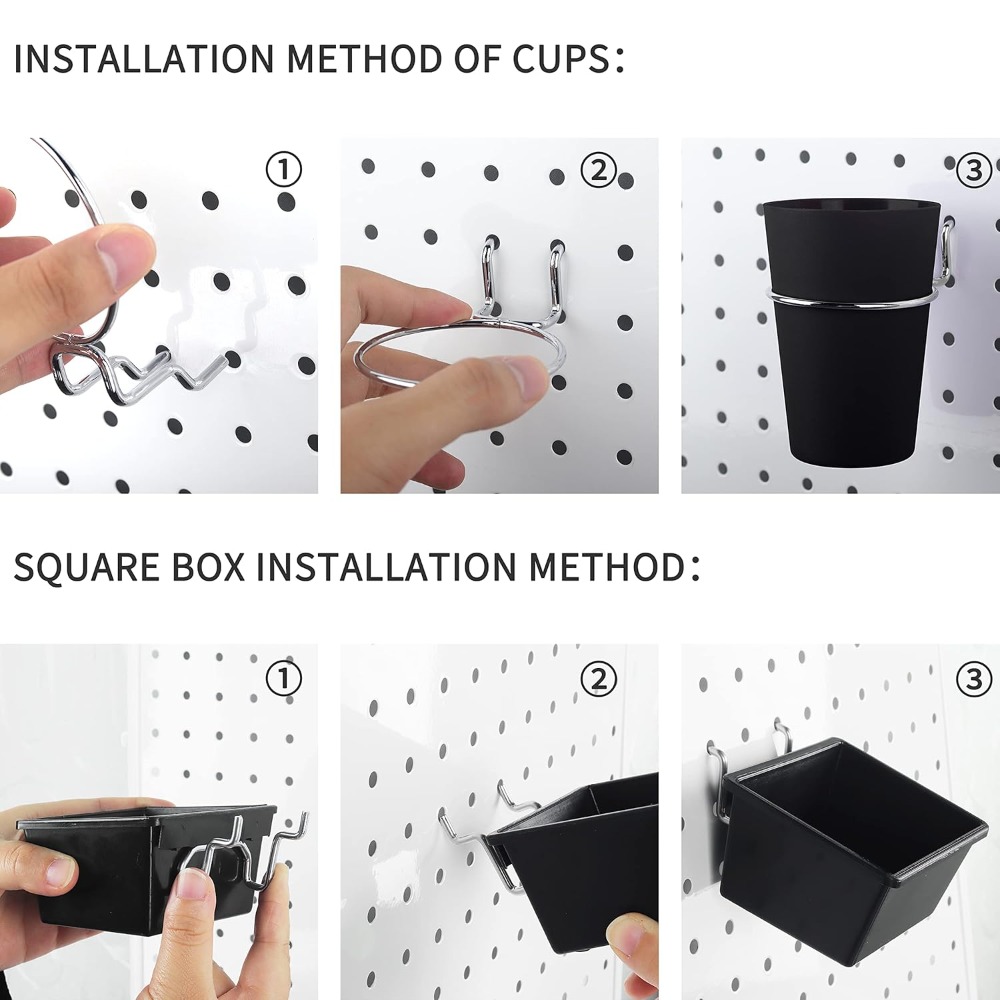 6 Sets Pegboard Bins with Hook - Tools For Garage Workshop avaliação e preço