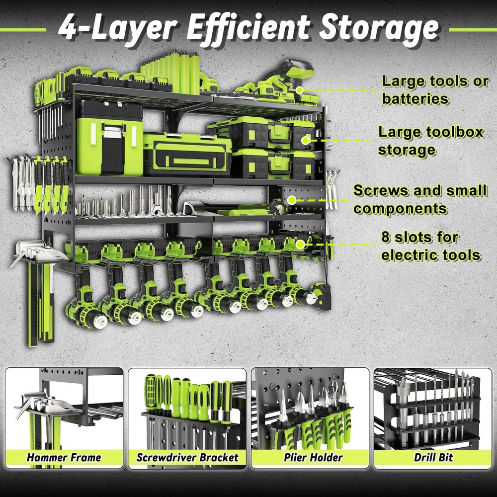 Heavy Duty 4 Tier 8 Slot Wall  - Tools For Garage Workshop avaliação e preço
