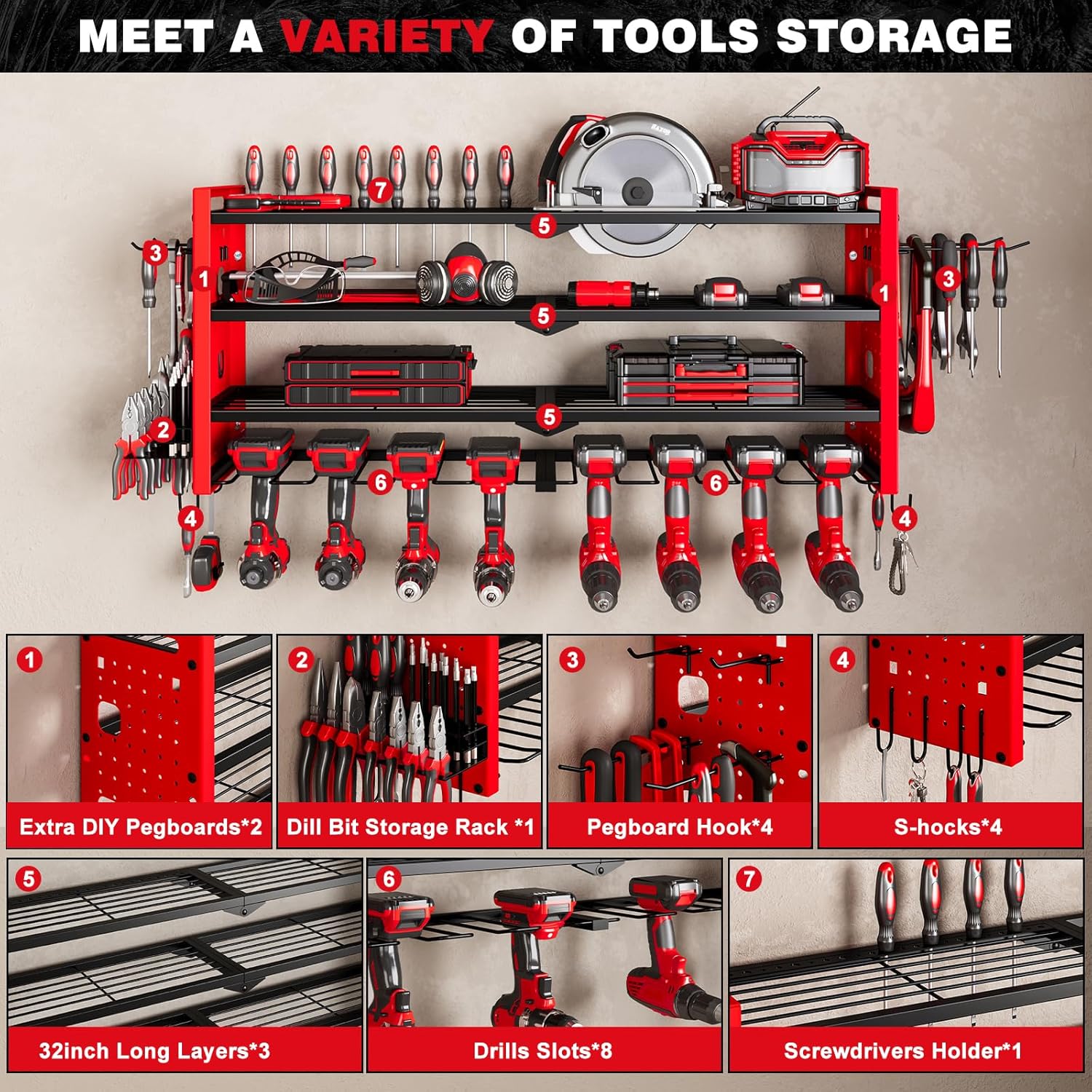 4-Layer Large Capacity Tool Ra - Tools For Garage Workshop avaliação e preço
