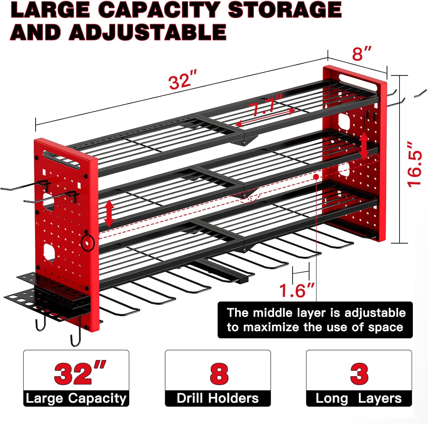 4-Layer Large Capacity Tool Ra - Tools For Garage Workshop avaliação e preço