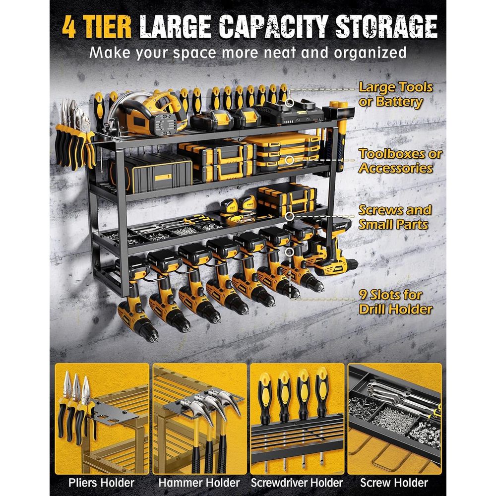 4-Layer Heavy-Duty Metal Wall  - Tools For Garage Workshop avaliação e preço