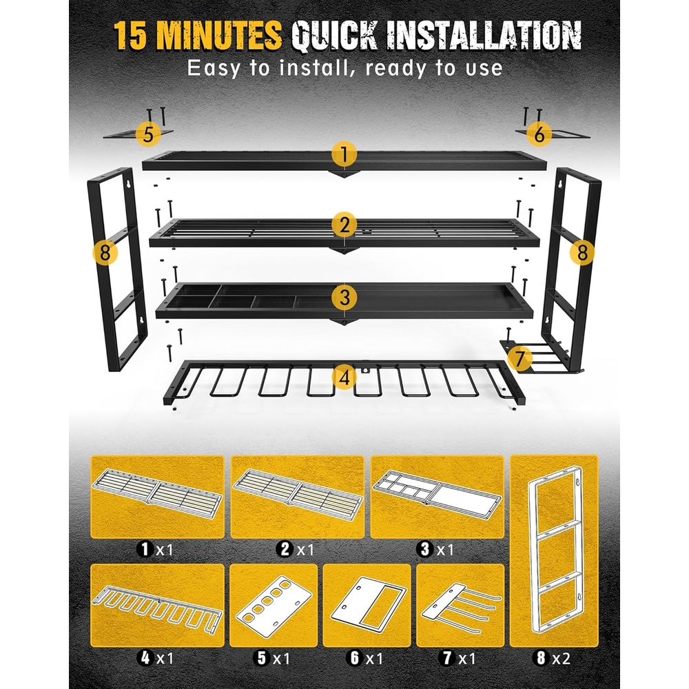 4-Layer Heavy-Duty Metal Wall  - Tools For Garage Workshop avaliação e preço