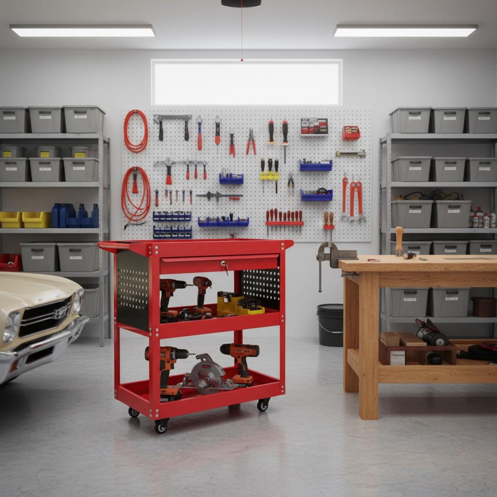 3-Tier Tool Cart Thickened Ste - Tools For Garage Workshop avaliação e preço
