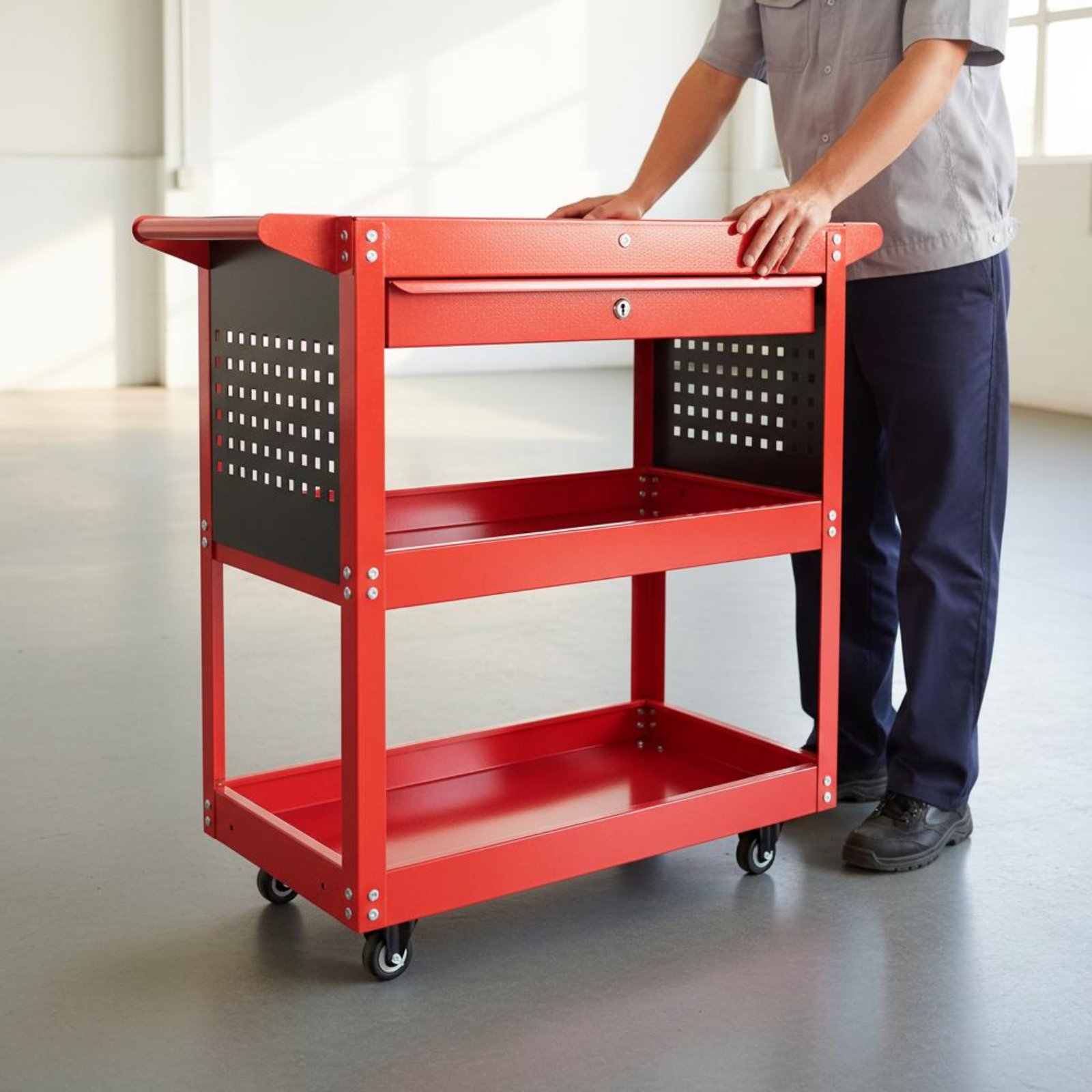 3-Tier Tool Cart Thickened Ste - Tools For Garage Workshop avaliação e preço