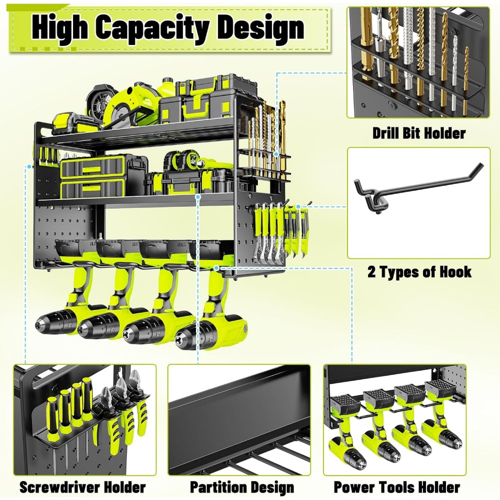 Wall Mount Tool Organizer with - Tools For Garage Workshop avaliação e preço