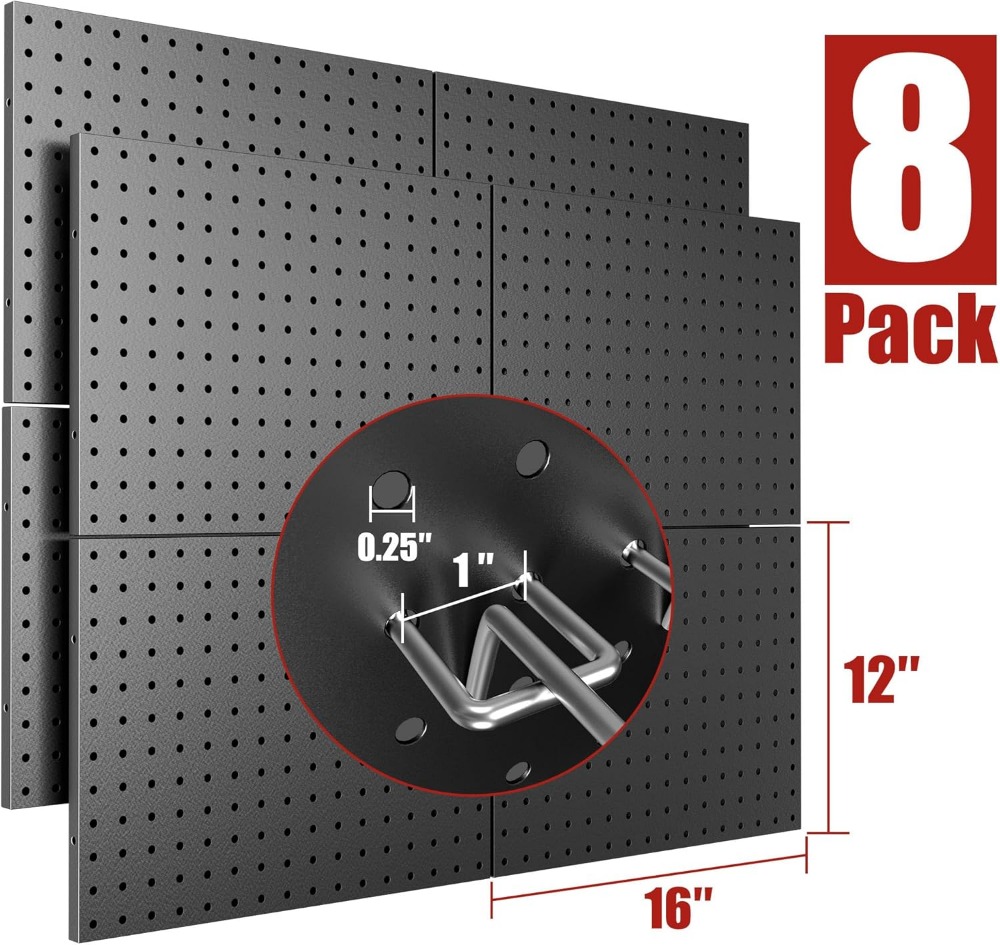 8 Pack Metal Pegboard Panels w - Tools For Garage Workshop avaliação e preço