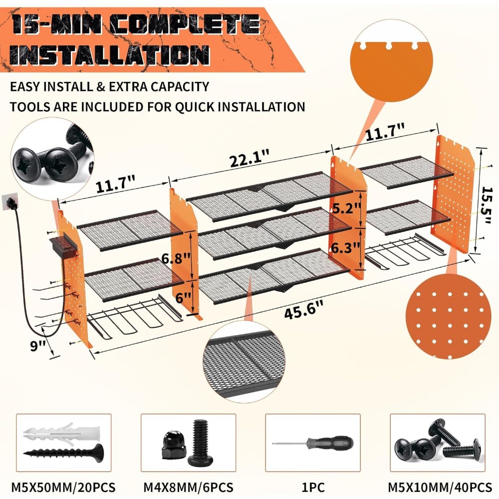 Large Wall Mount Tool Organize - Tools For Garage Workshop avaliação e preço
