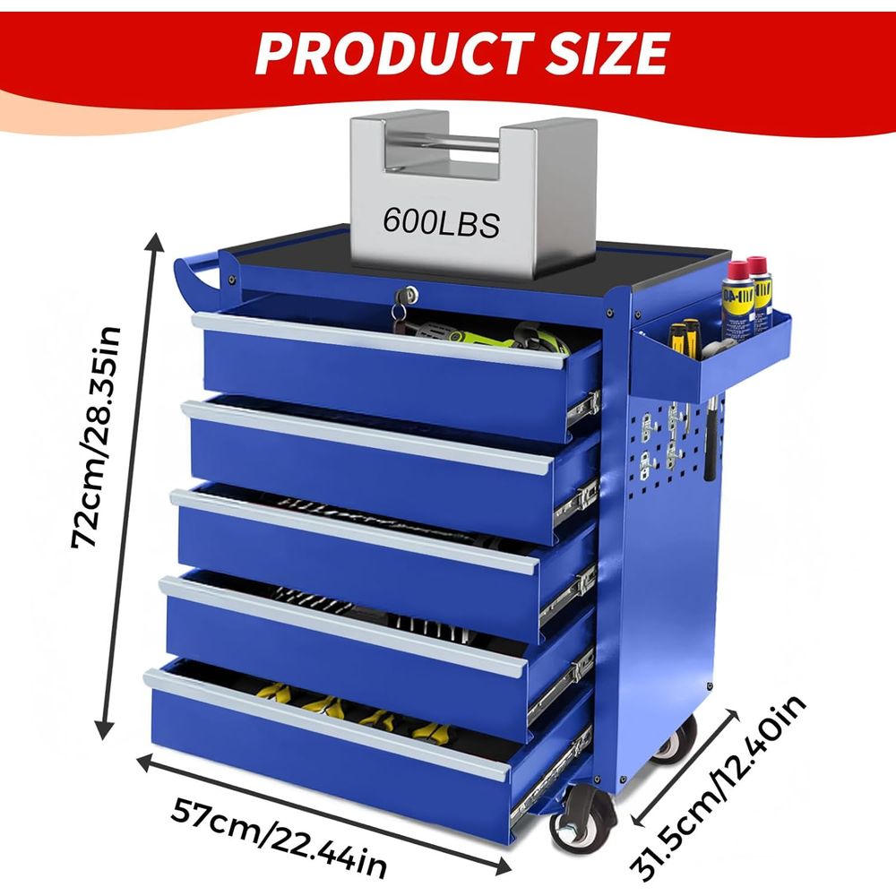 5 Drawer Wheeled Lockable Meta - Workshop Tools Needed avaliação e preço