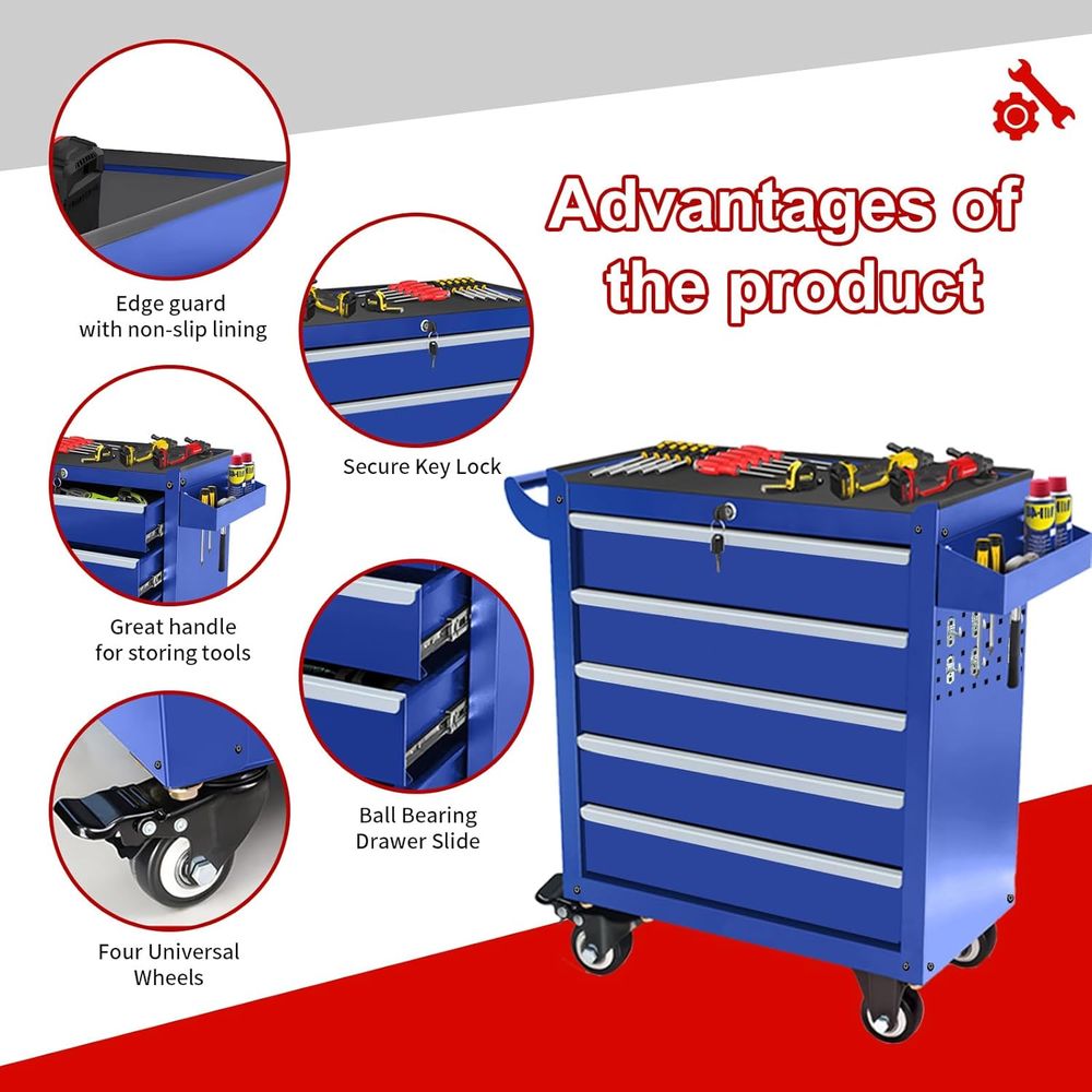 5 Drawer Wheeled Lockable Meta - Workshop Tools Needed avaliação e preço